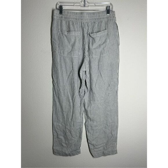 Old Navy Women’s Linen Blend Striped Pants Elastic Waist Straight Leg Sz M - Picture 4 of 15
